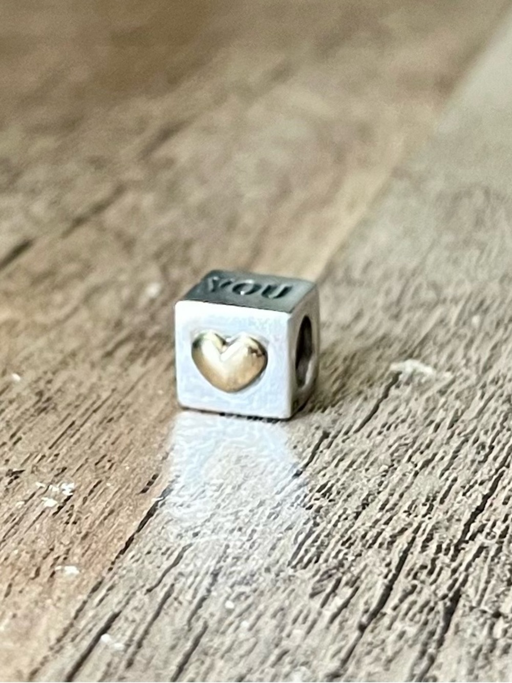 Pandora Two-tone I LOVE YOU 14k Gold & Sterling Silver Charm Retired
